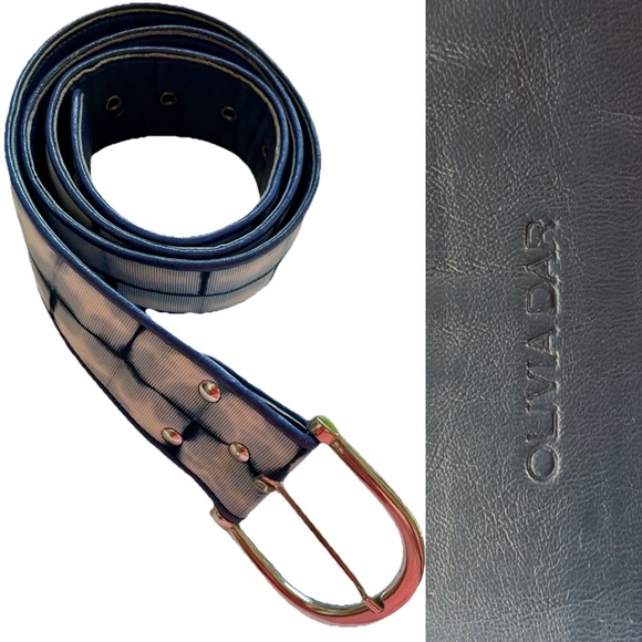 OLIVIA DAR Designer LEATHER and Canvas TIE DYE BELT Size Large - Picture 11 of 16